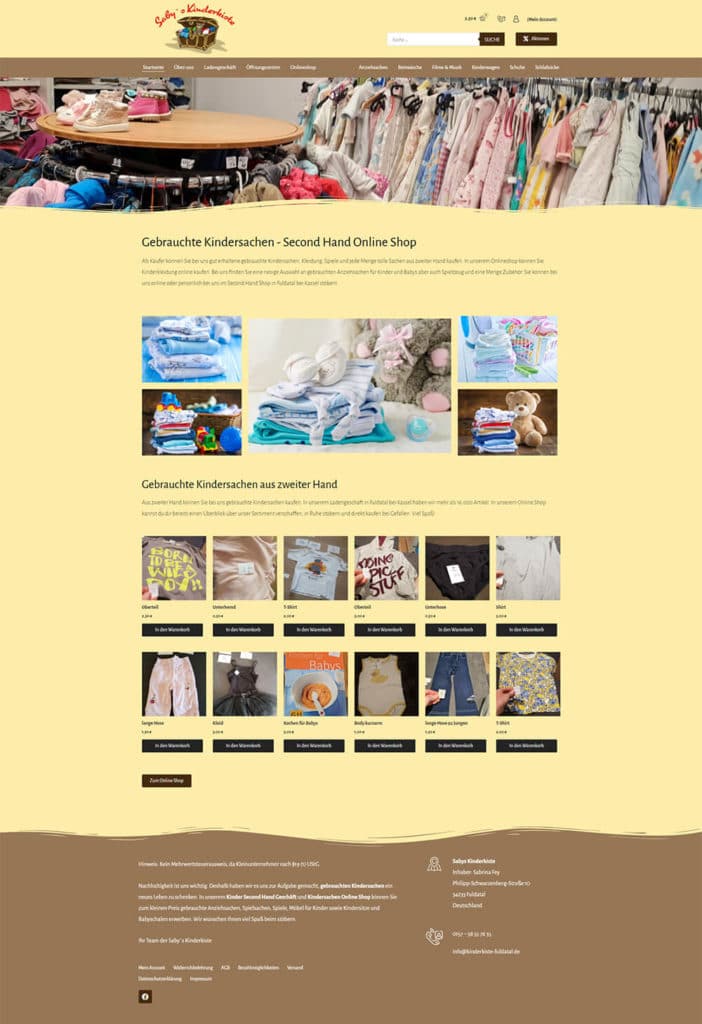 Webdesign Online Shop Refererenz Kinderkiste Fuldatal